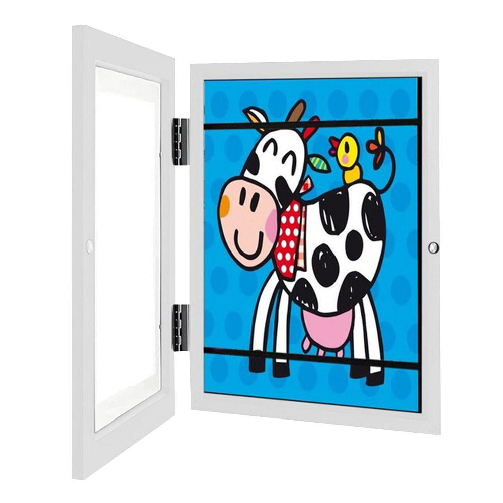 Wall Art 2pcs Kids Art Frames Wooden Artwork Display Holds up to 150 Sheets of A4 Paper -White