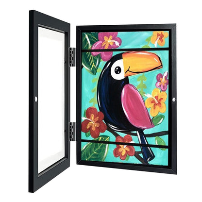 Wall Art Kids Art Frames Wooden Artwork Display Holds up to 150 Sheets of A4 Paper -Black