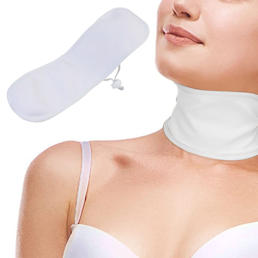 Castor Oil Neck Pack Compress Reusable Neck Wrap with Flexible Buckle for Neck Relaxation-White