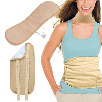 2pcs Castor Oil Neck Pack Reusable Castor Oil Compress Wrap with Flexible Buckle -Khaki and tool