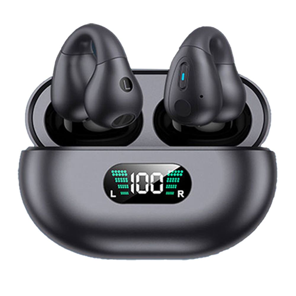 Bone Conduction Headphones Ear Clip On Bone Conduction Wireless Bluetooth 5.3 Earphones Sport Headphones -Black