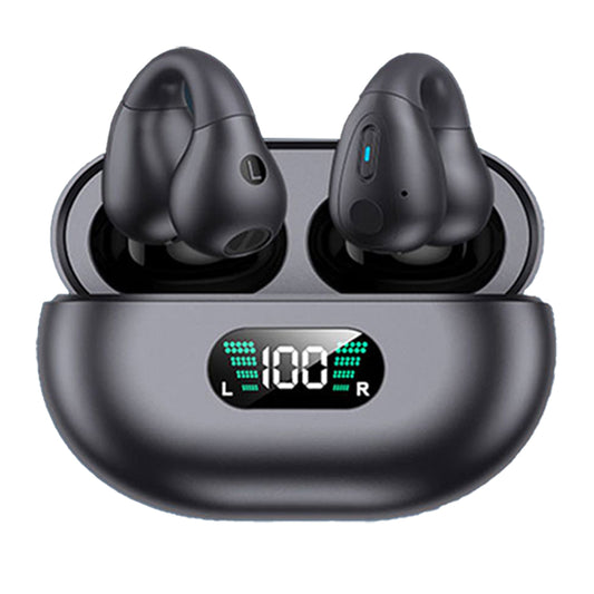 Bone Conduction Headphones Ear Clip On Bone Conduction Wireless Bluetooth 5.3 Earphones Sport Headphones -Black