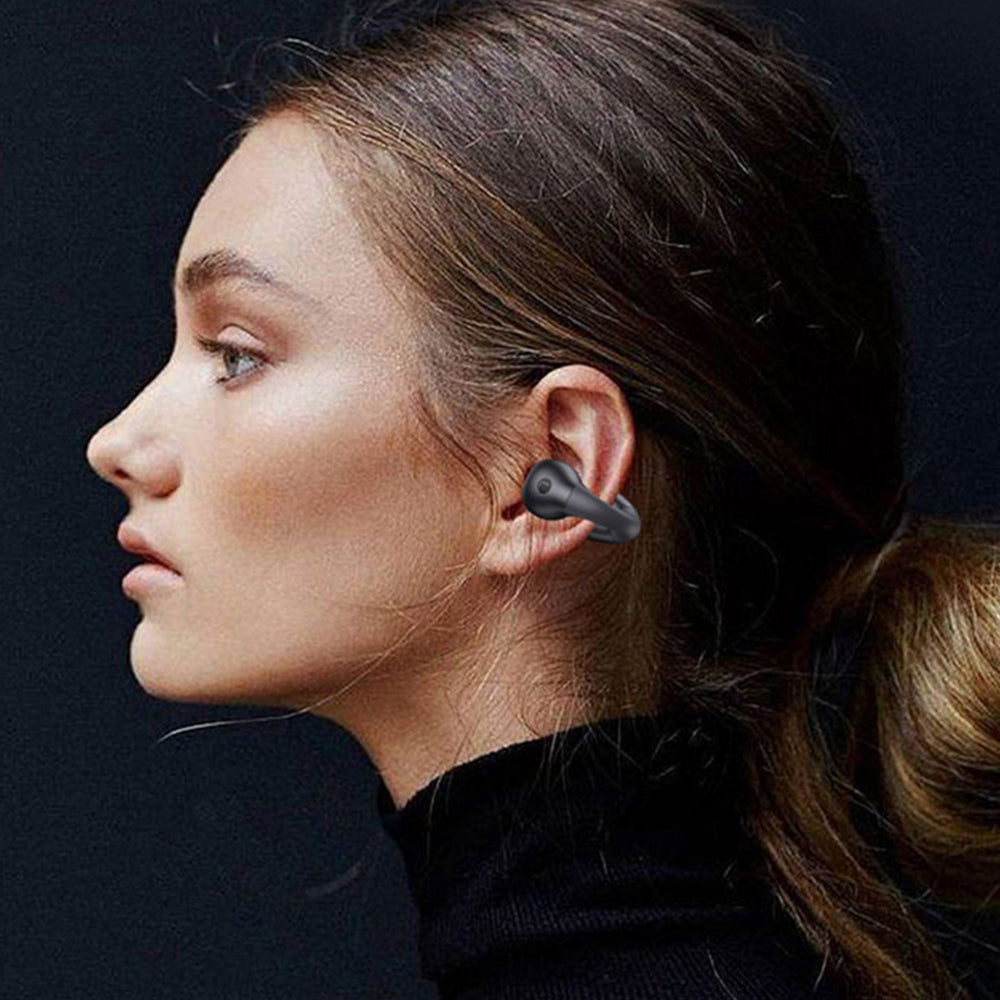 Bone Conduction Headphones Ear Clip On Bone Conduction Wireless Bluetooth 5.3 Earphones Sport Headphones -Black
