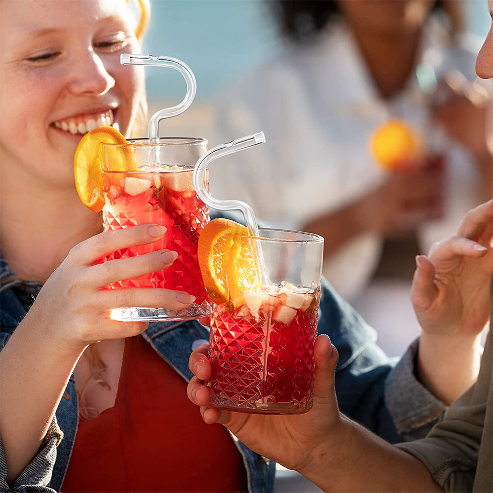 3Pcs Anti Lip Wrinkle Straws Reusable Glass Drinking Straw