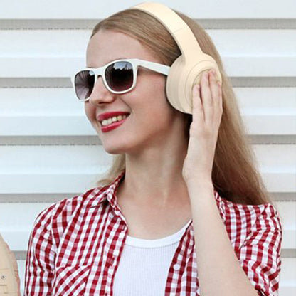 Gaming Headset Wireless Headset Bluetooth Wireless Headphones Headworn TWS Earphones -Beige