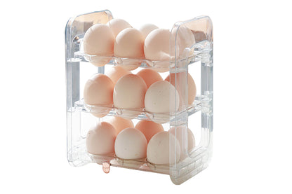 Egg Holder for Refrigerator 3-Layer Flip Fridge Egg Tray Container-Transparent