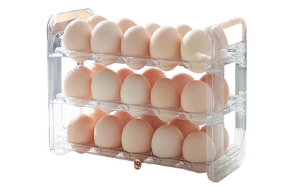 Egg Holder for Refrigerator 3-Layer Flip Fridge Egg Tray Container-Transparent