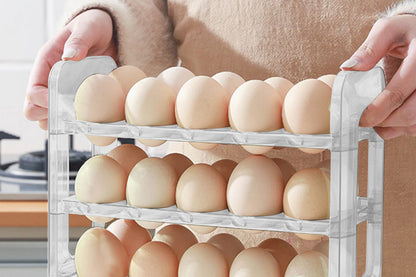 Egg Holder for Refrigerator 3-Layer Flip Fridge Egg Tray Container-Transparent