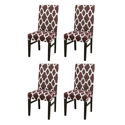 Chair Cover 4Pcs Elastic Dining Chair Protective Covers Stretch Chair Covers Slipcovers for Home Use-Coffee