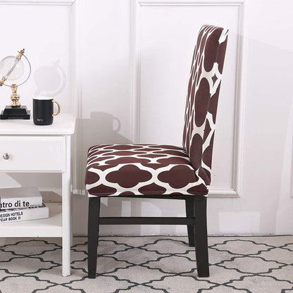 Chair Cover 4Pcs Elastic Dining Chair Protective Covers Stretch Chair Covers Slipcovers for Home Use-Coffee