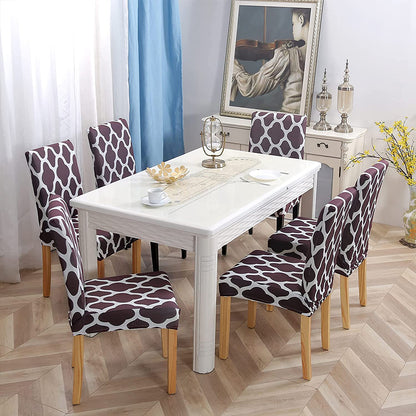 Chair Cover 4Pcs Elastic Dining Chair Protective Covers Stretch Chair Covers Slipcovers for Home Use-Coffee