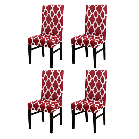 Chair Cover 4Pcs Elastic Dining Chair Protective Covers Stretch Chair Covers Slipcovers for Home Use-Wine Red