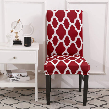 Chair Cover 4Pcs Elastic Dining Chair Protective Covers Stretch Chair Covers Slipcovers for Home Use-Wine Red