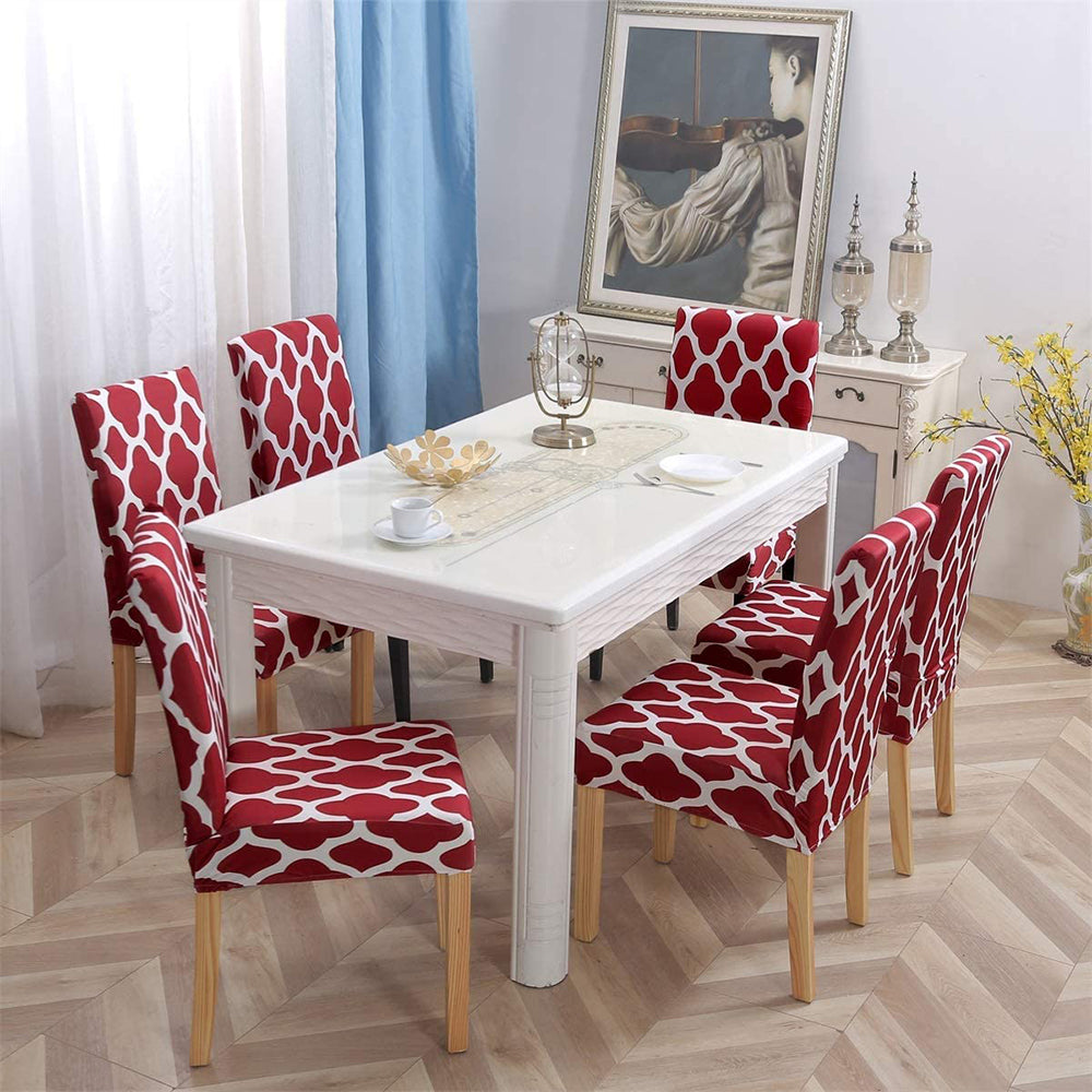 Chair Cover Elastic Dining Chair Protective Covers Stretch Chair Covers Slipcovers for Home Use-Wine Red