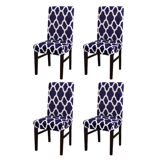 Chair Cover 4Pcs Elastic Dining Chair Protective Covers Stretch Chair Covers Slipcovers for Home Use-Navy Blue
