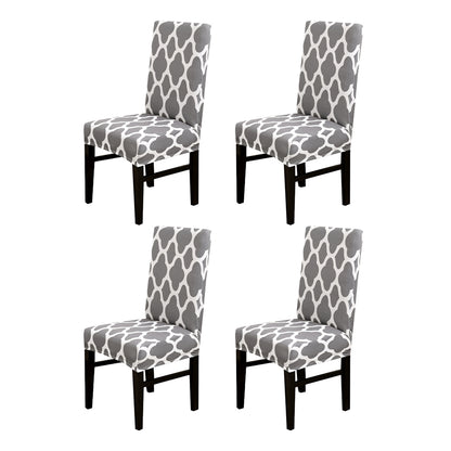 Chair Cover 4Pcs Elastic Dining Chair Protective Covers Stretch Chair Covers Slipcovers for Home Use-Grey