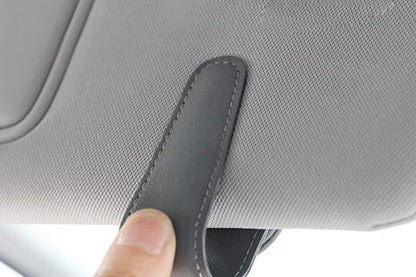 Sunglass Holder for Car Visor Magnetic Leather Sunglass Holder Sunglasses Holder and Ticket Card Clip Accessories-Grey