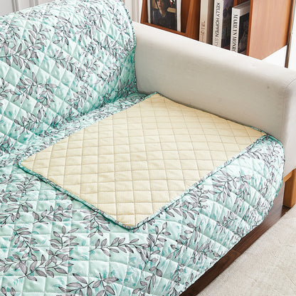 Sofa Cover Leaves Printed T-Shaped Sofa Cover Non Slip Couch Cover Sofa Slipcover Furniture Protector-Light blue