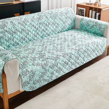 Sofa Cover Leaves Printed T-Shaped Sofa Cover Non Slip Couch Cover Sofa Slipcover Furniture Protector-Light blue