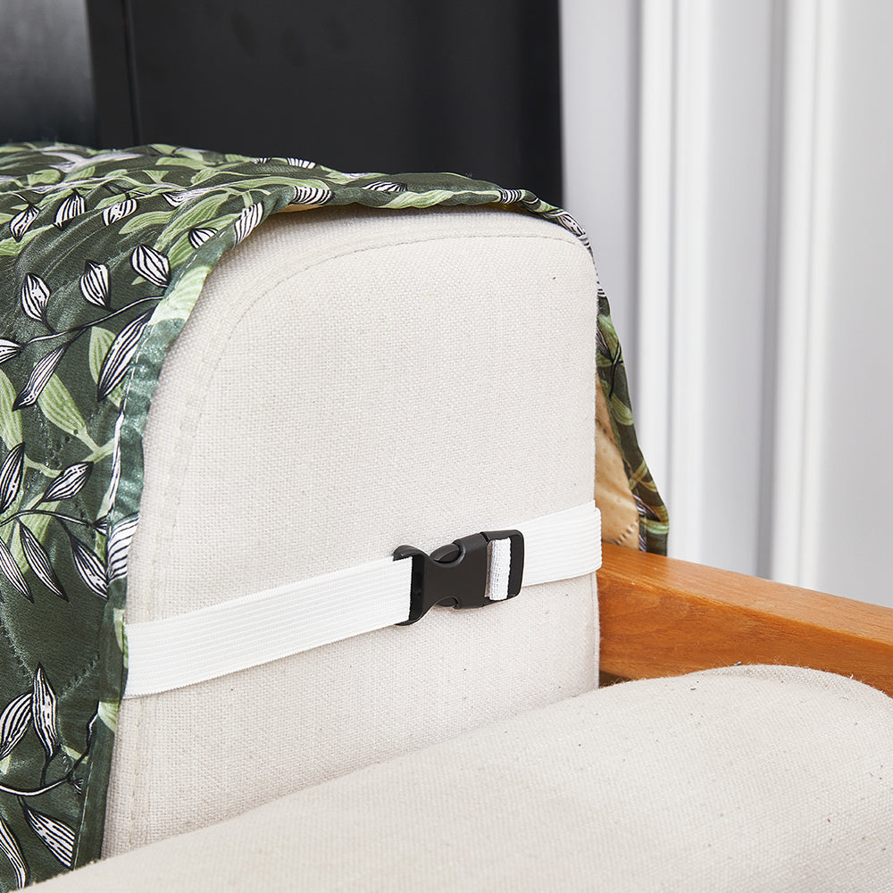 Sofa Cover Leaves Printed T-Shaped Sofa Cover Non Slip Couch Cover Sofa Slipcover Furniture Protector-Dark green