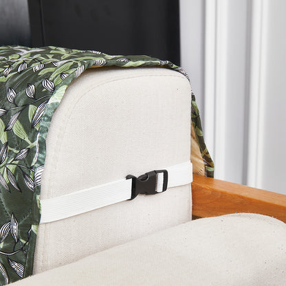 Sofa Cover Leaves Printed T-Shaped Sofa Cover Non Slip Couch Cover Sofa Slipcover Furniture Protector-Dark green