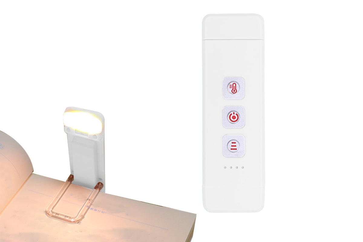 Book Light Clip-On USB Rechargeable Reading Lamp Adjust Angle LED Reading Light-White