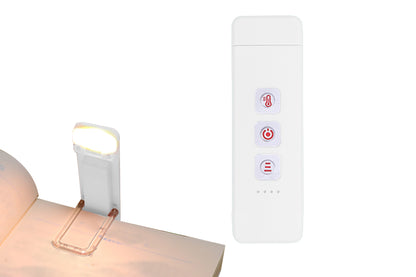 Book Light Clip-On USB Rechargeable Reading Lamp Adjust Angle LED Reading Light-White