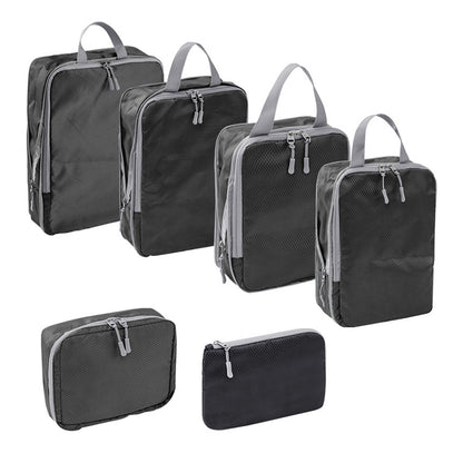 6Pcs Compression Packing Cubes Suitcase Organizer Bag Luggage Storage -Black