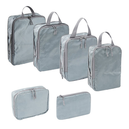 6Pcs Compression Packing Cubes Suitcase Organizer Bag Luggage Storage -Grey