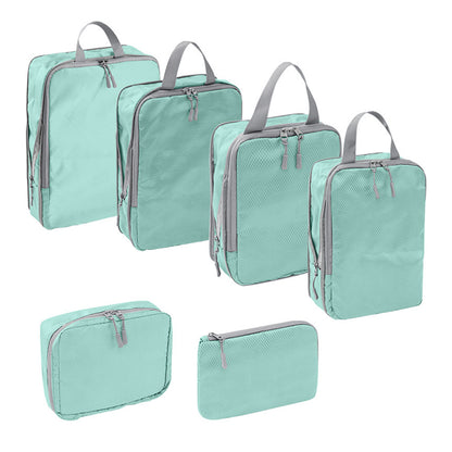 6Pcs Compression Packing Cubes Suitcase Organizer Bag Luggage Storage -Blue