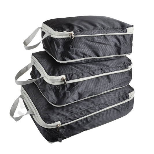 Set of 3Pcs Travel Compressible Packing Cube Pouch Clothes Storage Bags Suitcase Luggage Organizer -Black