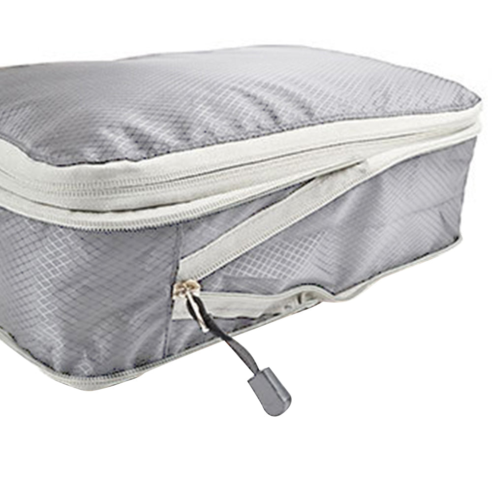 Set of 3Pcs Travel Compressible Packing Cube Pouch Clothes Storage Bags Suitcase Luggage Organizer -Grey