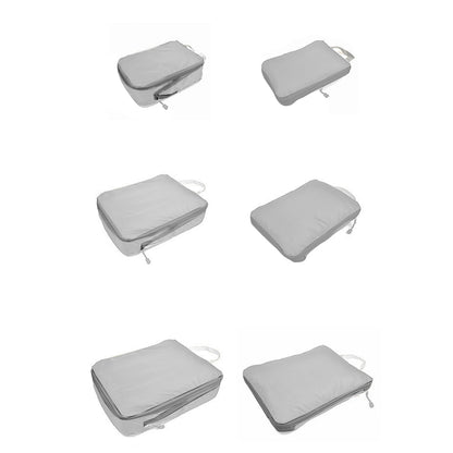 Set of 3Pcs Travel Compressible Packing Cube Pouch Clothes Storage Bags Suitcase Luggage Organizer -Grey