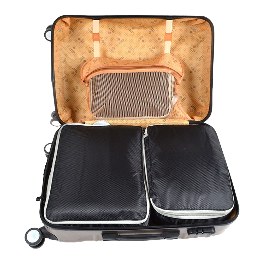 Set of 3Pcs Travel Compressible Packing Cube Pouch Clothes Storage Bags Suitcase Luggage Organizer -Black