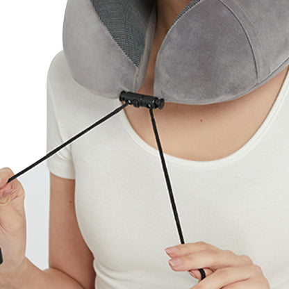 Travel Neck Pillow for Airplane Memory Foam Sleeping Pillow with Eyemask and Earplugs -Grey