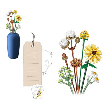 Flower Bouquet Building Blocks Kit DIY Unique Decoration Artificial Flowers for Home -Sunflower