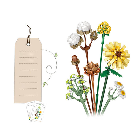 Flower Bouquet Building Blocks Kit DIY Unique Decoration Artificial Flowers for Home -Sunflower