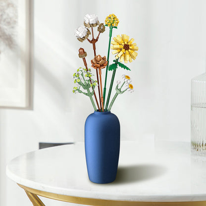Flower Bouquet Building Blocks Kit DIY Unique Decoration Artificial Flowers for Home -Sunflower