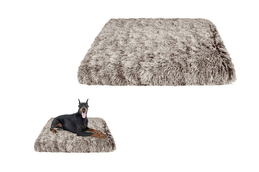 Plush Soft Pet Beds Washable Crate Pad Kennel Pad-Coffee