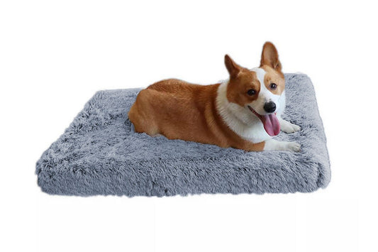 Plush Soft Pet Beds Washable Crate Pad Kennel Pad-Grey