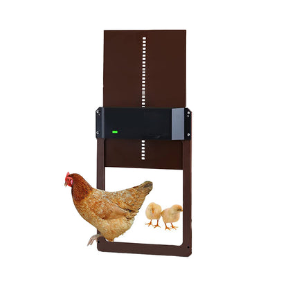Automatic Chicken Coop Door Opener Light Sensing Chicken House Poultry Gate-Brown