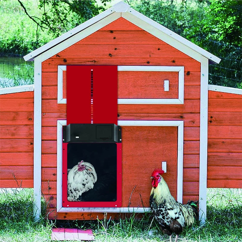 Automatic Chicken Coop Door Opener Light Sensing Chicken House Poultry Gate-Red