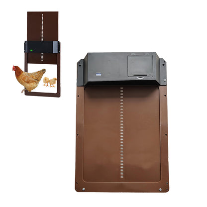 Automatic Chicken Coop Door Opener Light Sensing Chicken House Poultry Gate-Brown