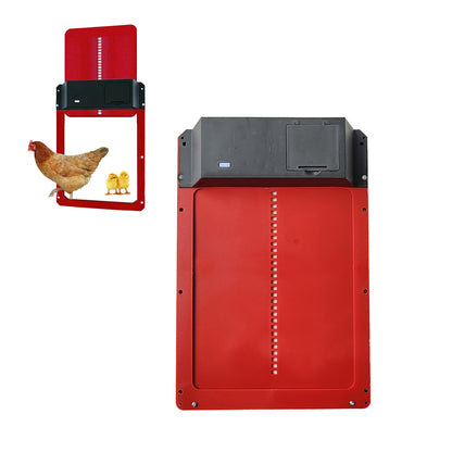 Automatic Chicken Coop Door Opener Light Sensing Chicken House Poultry Gate-Red