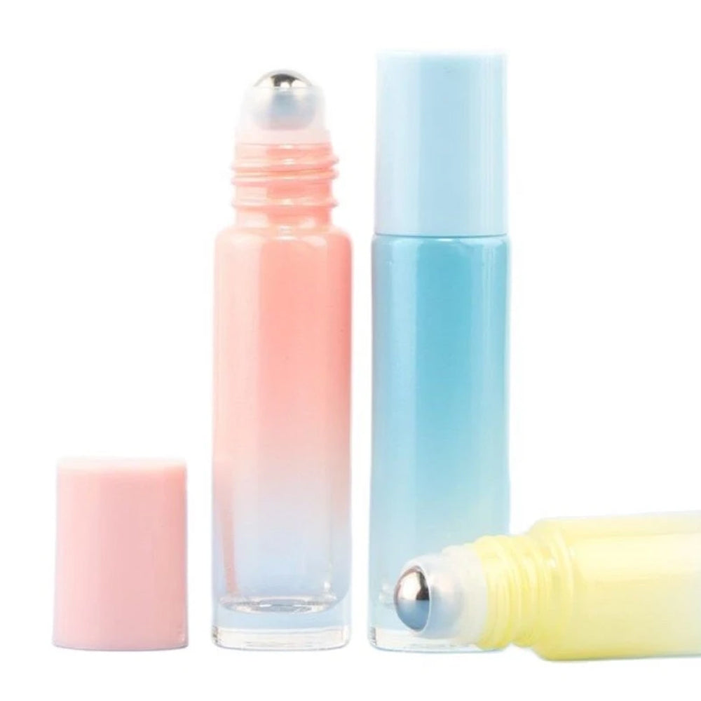 5Pcs 10ml Glass Roller Bottles Roll On Ball Empty Bottles Rollerball Perfume Essential Oil Containers