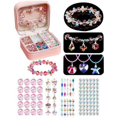 Toy 131 Pieces DIY Bracelet Kids Charm Bracelet Making Kit Beads Bracelet DIY Craft -Pink
