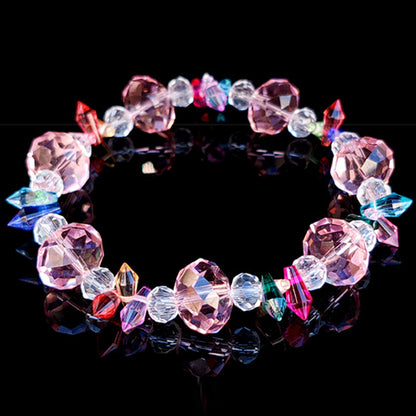 Toy 131 Pieces DIY Bracelet Kids Charm Bracelet Making Kit Beads Bracelet DIY Craft -Pink