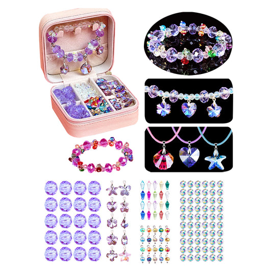 Toy 131 Pieces DIY Bracelet Kids Charm Bracelet Making Kit Beads Bracelet DIY Craft -Purple