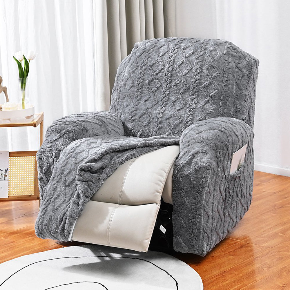 Stretch Recliner Chair Covers Sofa Slipcover Chair Spandex Soft Recliner Slipcover Furniture Protector -Grey