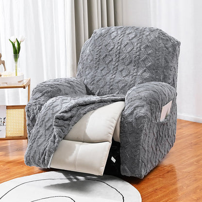 Stretch Recliner Chair Covers Sofa Slipcover Chair Spandex Soft Recliner Slipcover Furniture Protector -Grey